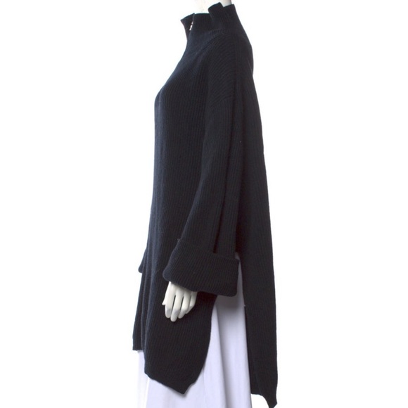 Toteme Ribbed Wool Mock Neck Sweater in Black Size S - Picture 2 of 8